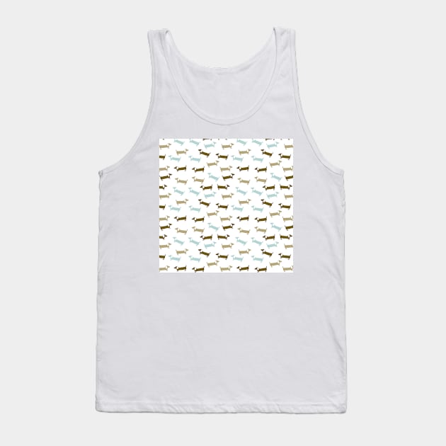 Blue and brown dachshunds pattern Tank Top by bigmoments